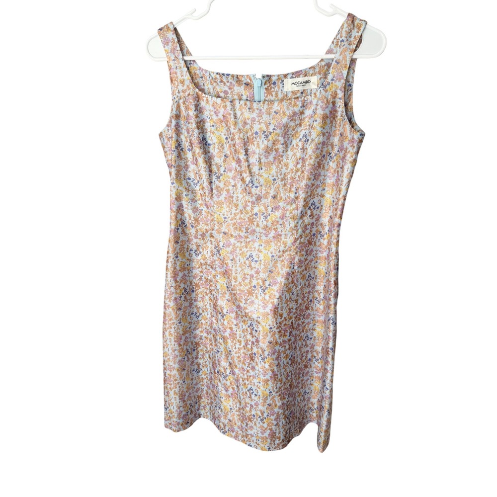 Mocambo Floral Square Neck Mini Dress Vintage Size S